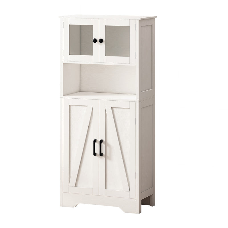Four Door Storage Cabinets with LED Light, Open Shelf, Display Cabinet with Transparent Acrylic Cabinet Door