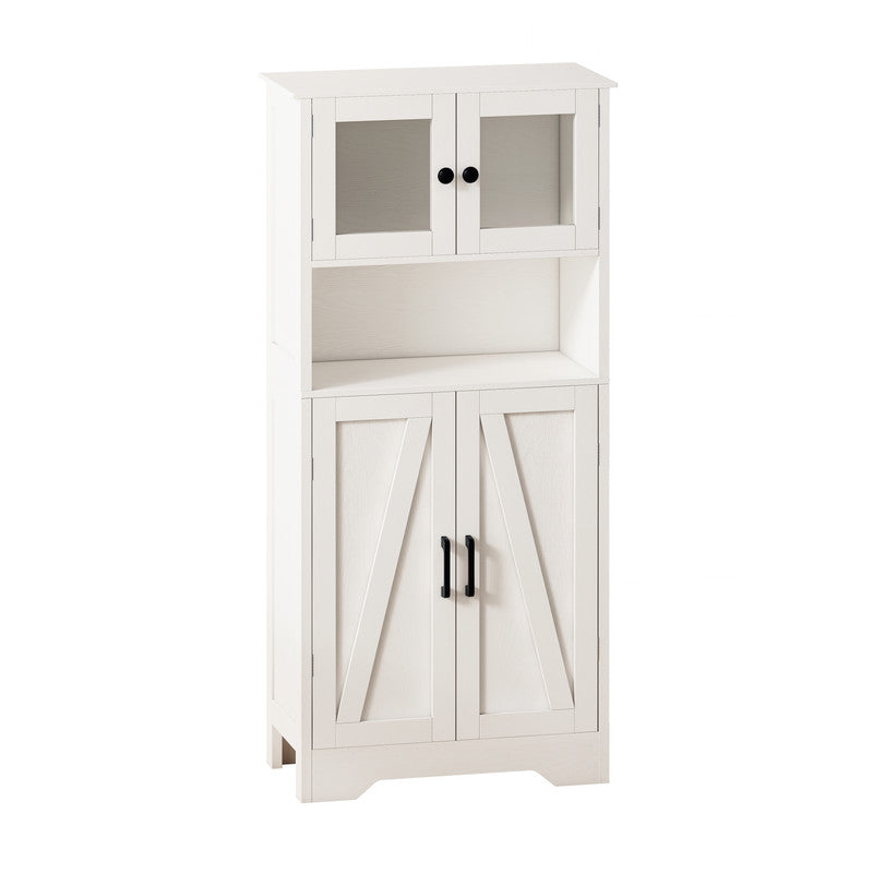 Four Door Storage Cabinets with LED Light, Open Shelf, Display Cabinet with Transparent Acrylic Cabinet Door