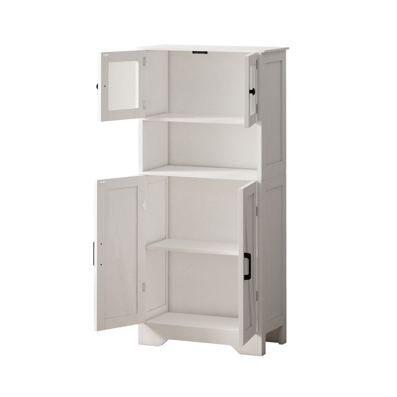 Four Door Storage Cabinets with LED Light, Open Shelf, Display Cabinet with Transparent Acrylic Cabinet Door