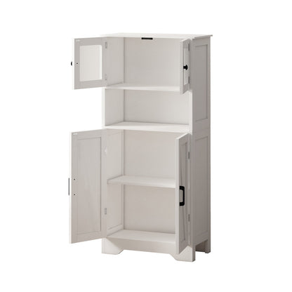 Four Door Storage Cabinets with LED Light, Open Shelf, Display Cabinet with Transparent Acrylic Cabinet Door