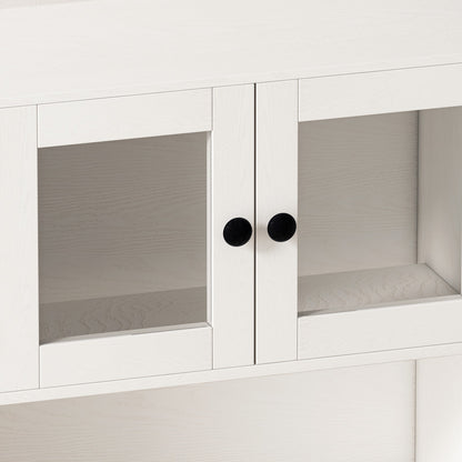 Four Door Storage Cabinets with LED Light, Open Shelf, Display Cabinet with Transparent Acrylic Cabinet Door