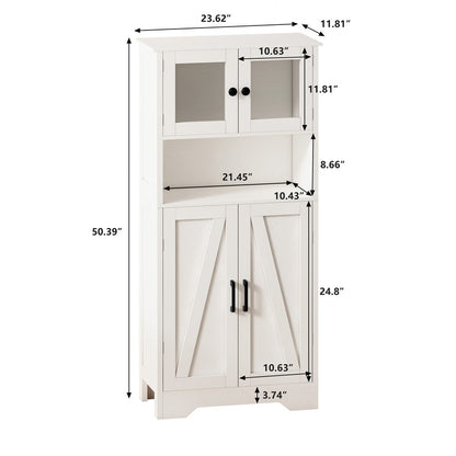 Four Door Storage Cabinets with LED Light, Open Shelf, Display Cabinet with Transparent Acrylic Cabinet Door