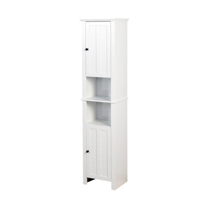 Bathroom Floor Storage Cabinet with 2 Doors Wooden Cabinet with 6 Shelves