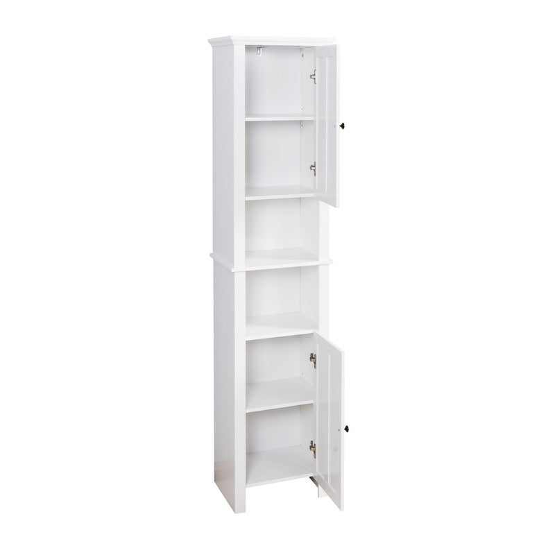 Bathroom Floor Storage Cabinet with 2 Doors Wooden Cabinet with 6 Shelves