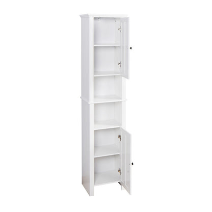 Bathroom Floor Storage Cabinet with 2 Doors Wooden Cabinet with 6 Shelves