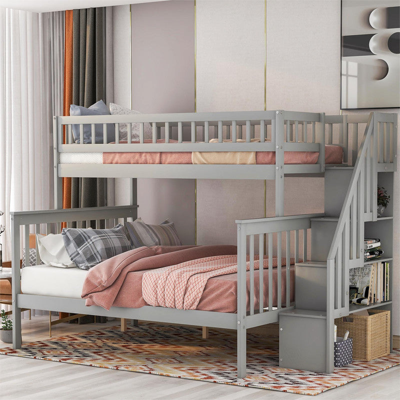 Twin Full Stairway Bunk Bed with Storage