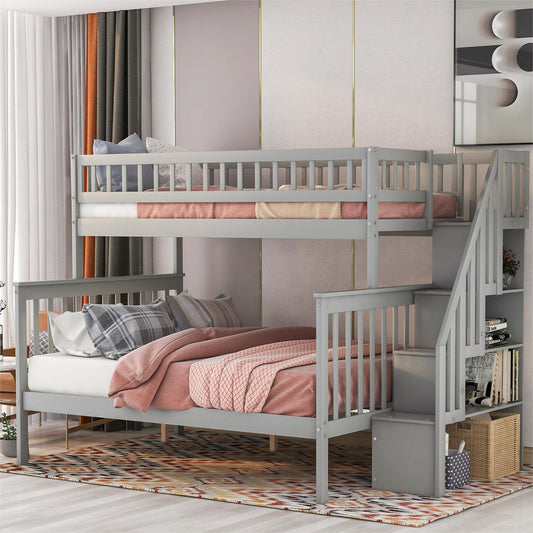 Twin Full Stairway Bunk Bed with Storage