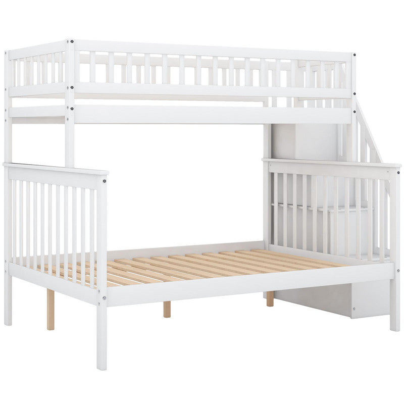 Twin Full Stairway Bunk Bed with Storage