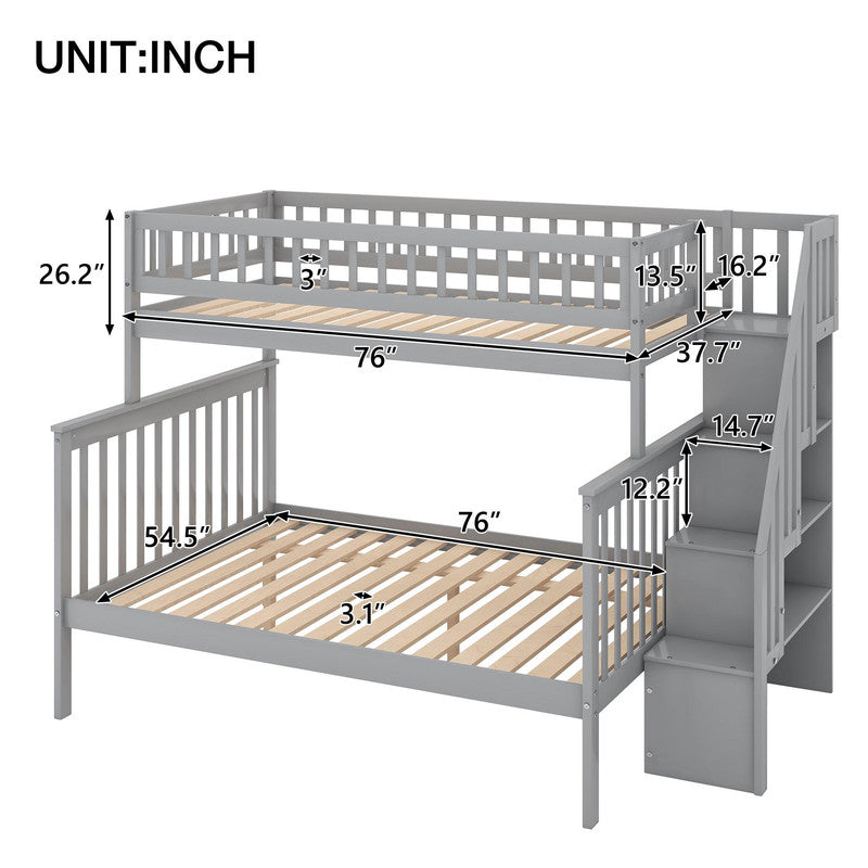 Twin Full Stairway Bunk Bed with Storage
