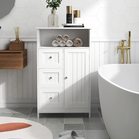 Bathroom Standing Storage Cabinet with 3 Drawers and 1 Door
