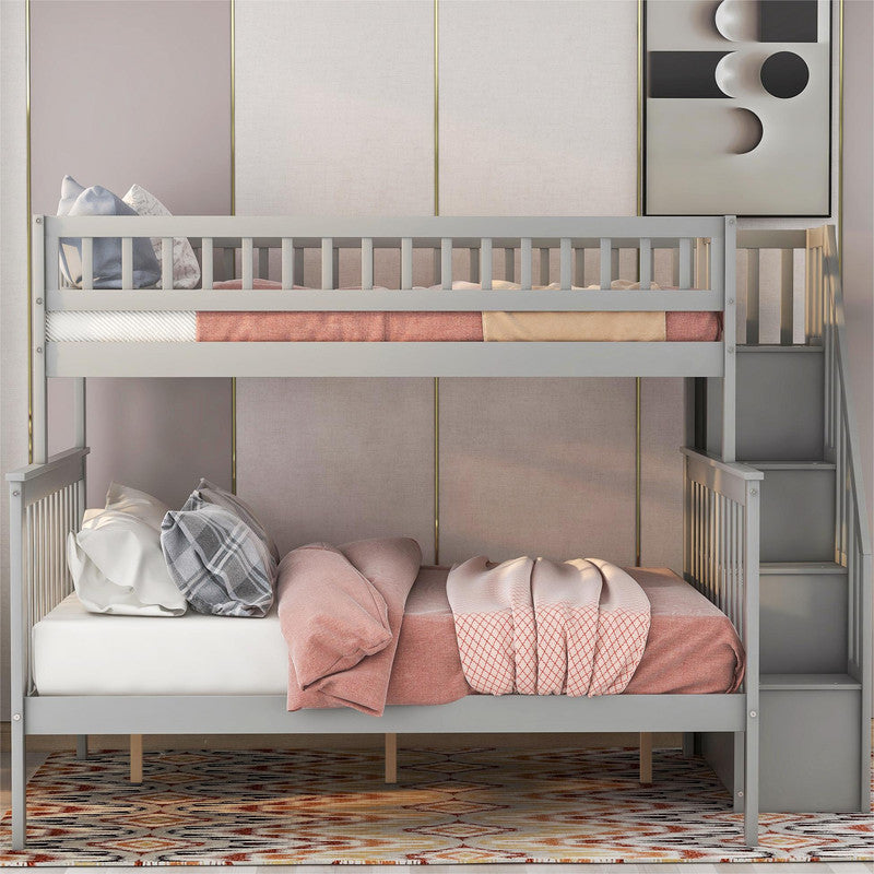 Twin Full Stairway Bunk Bed with Storage