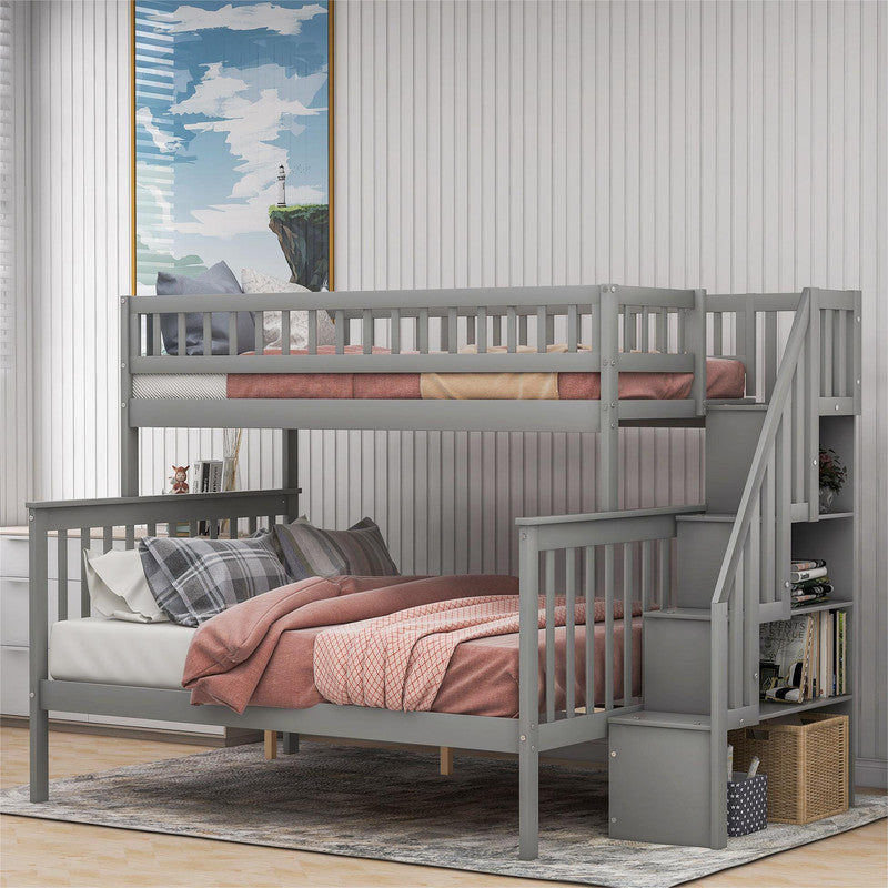 Twin Full Stairway Bunk Bed with Storage
