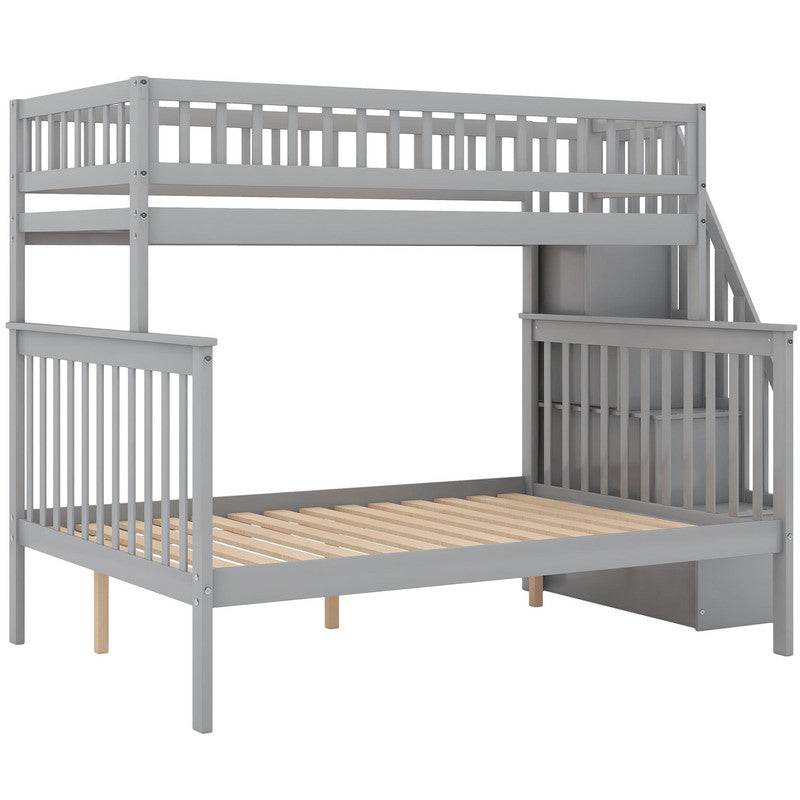 Twin Full Stairway Bunk Bed with Storage