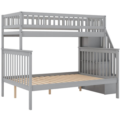 Twin Full Stairway Bunk Bed with Storage