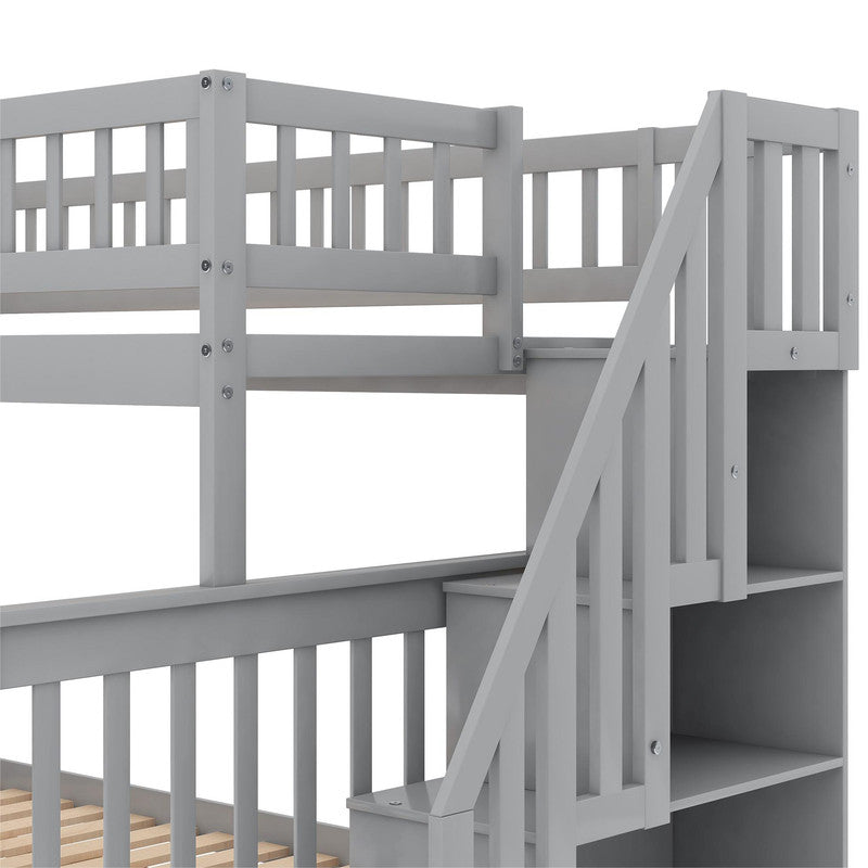Twin Full Stairway Bunk Bed with Storage