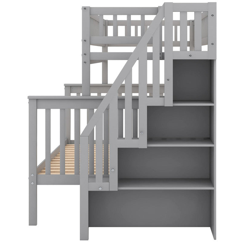 Twin Full Stairway Bunk Bed with Storage