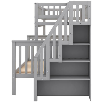 Twin Full Stairway Bunk Bed with Storage