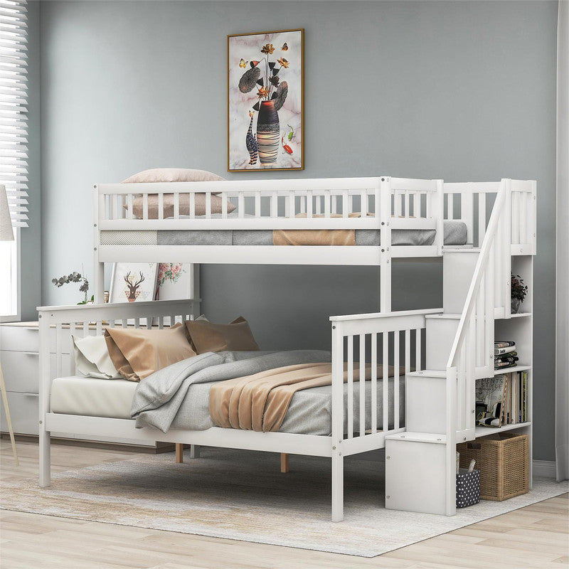Twin Full Stairway Bunk Bed with Storage