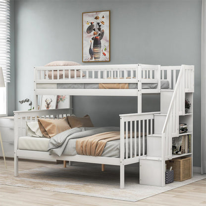 Twin Full Stairway Bunk Bed with Storage