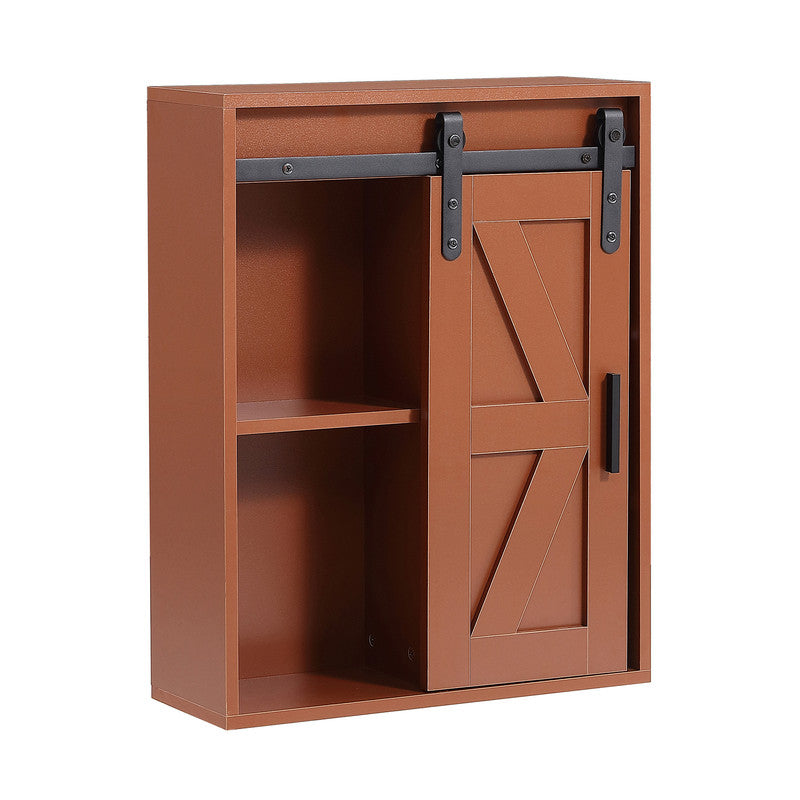 Wood Wall-Mounted Storage Cabinet, 5-Layer Toilet Bathroom Storage Cabinet, Multifunctional Cabinet with Adjustable Door