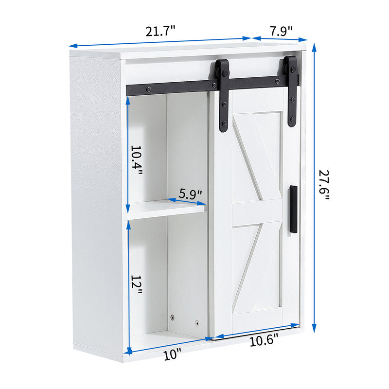 Wood Wall-Mounted Storage Cabinet, 5-Layer Toilet Bathroom Storage Cabinet, Multifunctional Cabinet with Adjustable Door