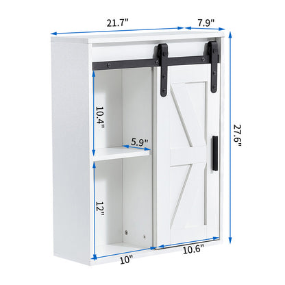 Wood Wall-Mounted Storage Cabinet, 5-Layer Toilet Bathroom Storage Cabinet, Multifunctional Cabinet with Adjustable Door