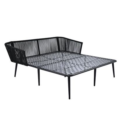 Outdoor Patio Daybed, Woven Nylon Rope Backrest with Washable Cushion