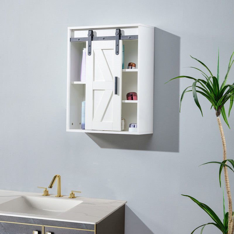 Wood Wall-Mounted Storage Cabinet, 5-Layer Toilet Bathroom Storage Cabinet, Multifunctional Cabinet with Adjustable Door