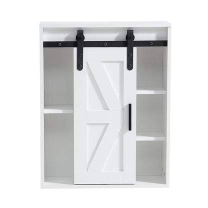 Wood Wall-Mounted Storage Cabinet, 5-Layer Toilet Bathroom Storage Cabinet, Multifunctional Cabinet with Adjustable Door