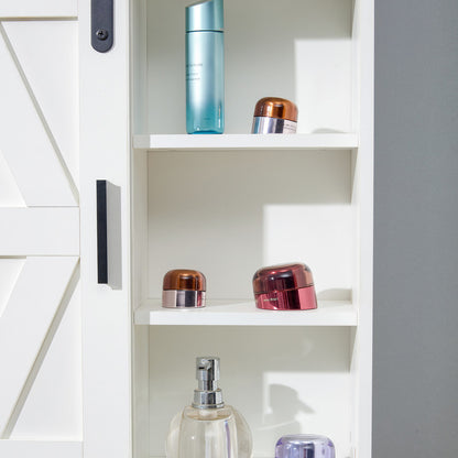 Wood Wall-Mounted Storage Cabinet, 5-Layer Toilet Bathroom Storage Cabinet, Multifunctional Cabinet with Adjustable Door