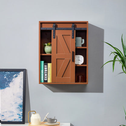 Wood Wall-Mounted Storage Cabinet, 5-Layer Toilet Bathroom Storage Cabinet, Multifunctional Cabinet with Adjustable Door