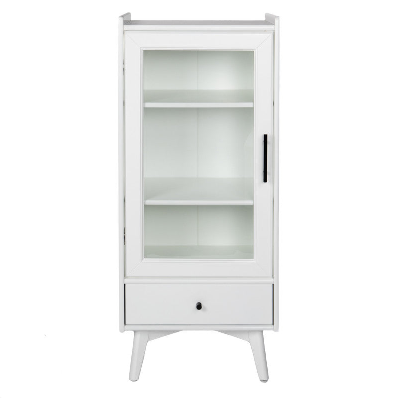 Modern Bathroom Storage Cabinet with Glass Door, Double Adjustable Shelves and One Drawer