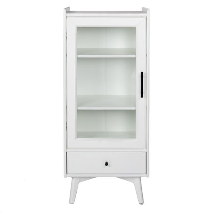 Modern Bathroom Storage Cabinet with Glass Door, Double Adjustable Shelves and One Drawer