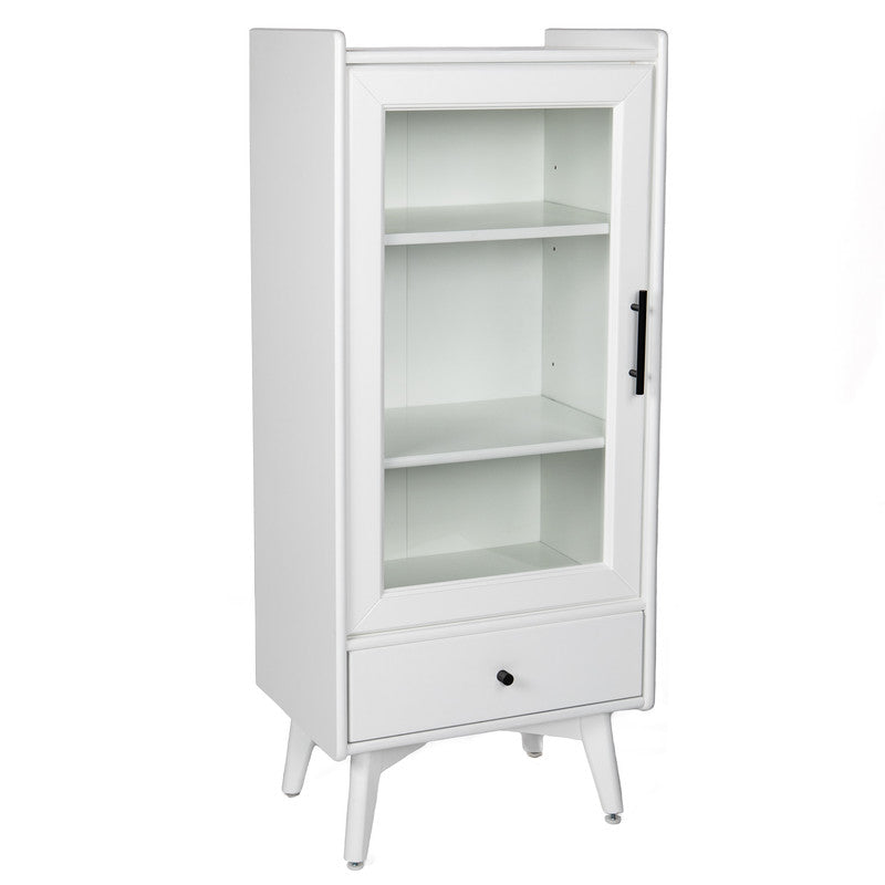 Modern Bathroom Storage Cabinet with Glass Door, Double Adjustable Shelves and One Drawer