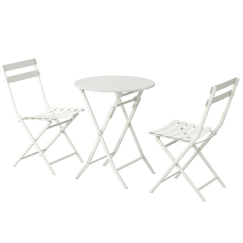 Set of 3 Patio Bistro Set Foldable Round Table and Chairs