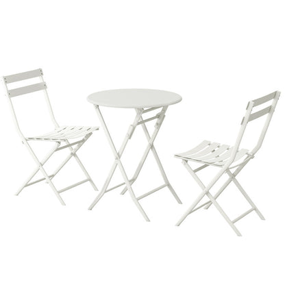 Set of 3 Patio Bistro Set Foldable Round Table and Chairs