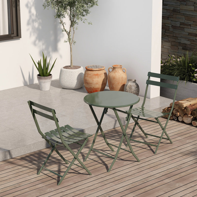 Set of 3 Patio Bistro Set Foldable Round Table and Chairs