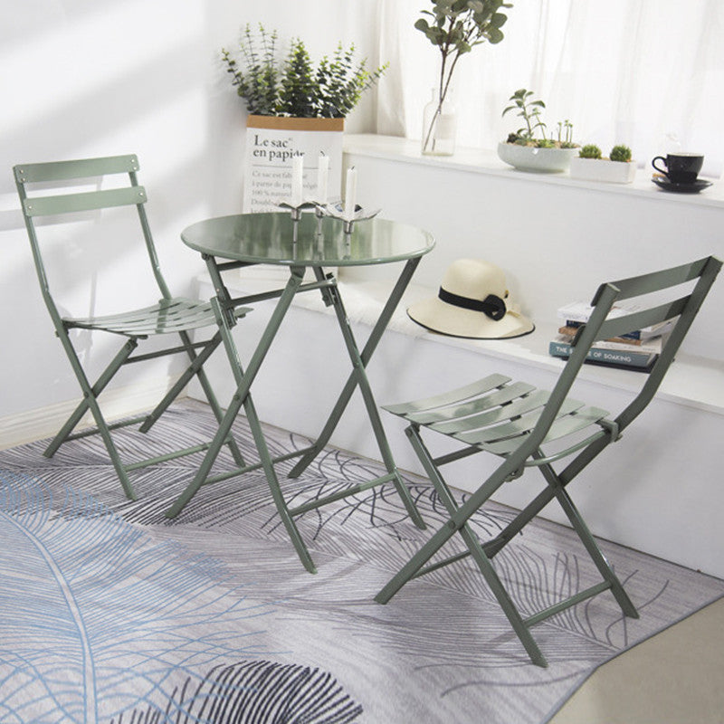 Set of 3 Patio Bistro Set Foldable Round Table and Chairs
