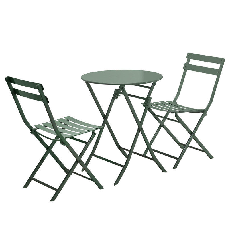 Set of 3 Patio Bistro Set Foldable Round Table and Chairs
