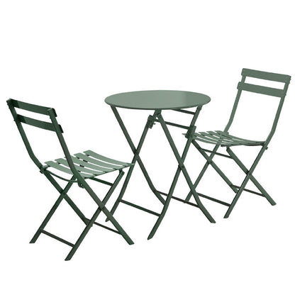 Set of 3 Patio Bistro Set Foldable Round Table and Chairs