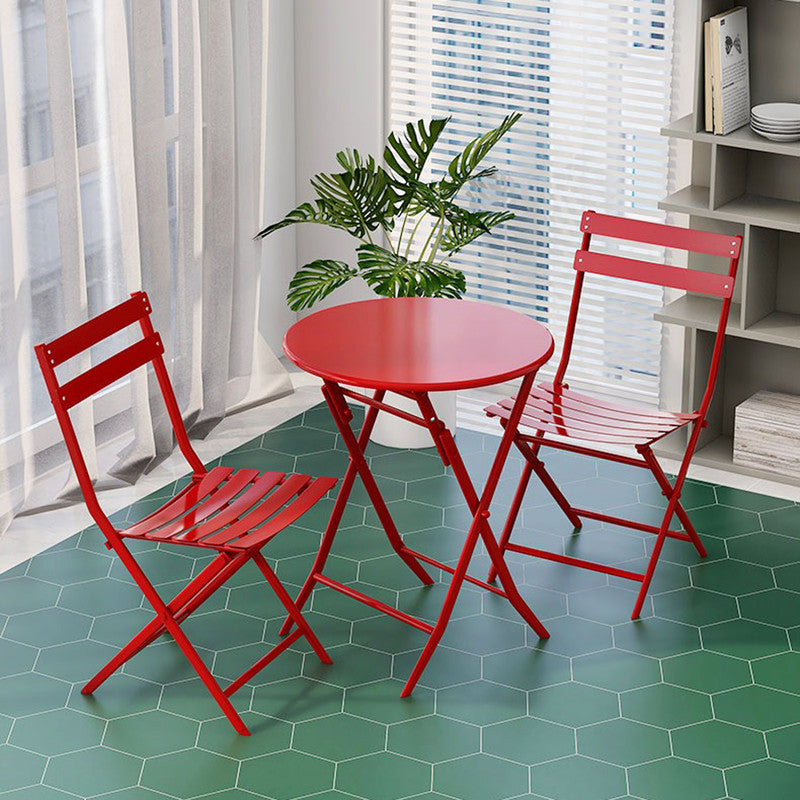 Set of 3 Patio Bistro Set Foldable Round Table and Chairs