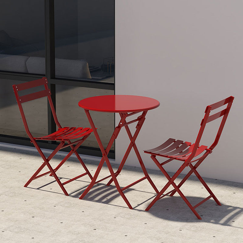 Set of 3 Patio Bistro Set Foldable Round Table and Chairs