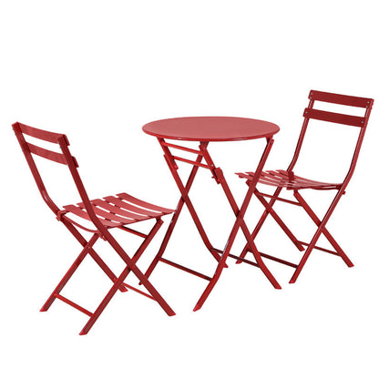 Set of 3 Patio Bistro Set Foldable Round Table and Chairs
