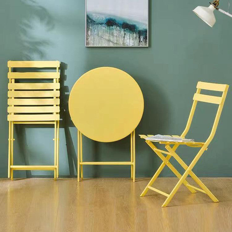Set of 3 Patio Bistro Set Foldable Round Table and Chairs