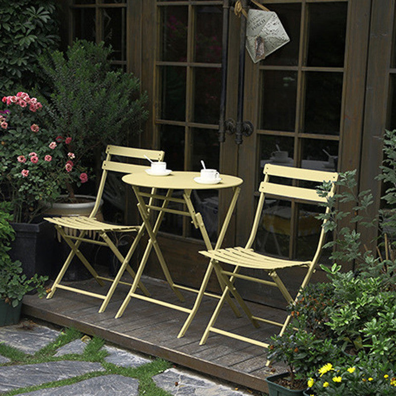 Set of 3 Patio Bistro Set Foldable Round Table and Chairs