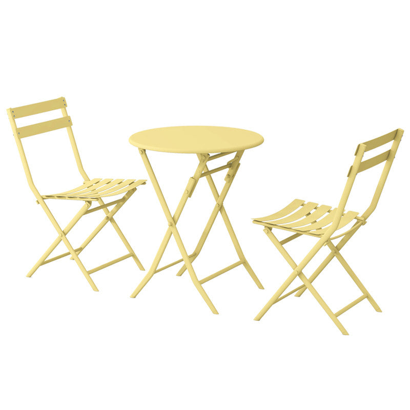 Set of 3 Patio Bistro Set Foldable Round Table and Chairs
