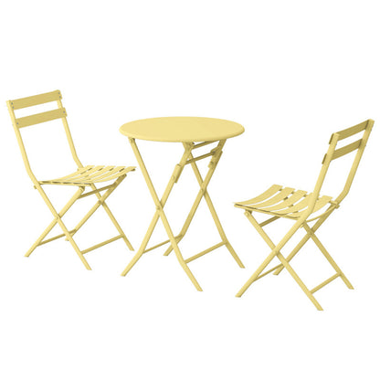 Set of 3 Patio Bistro Set Foldable Round Table and Chairs