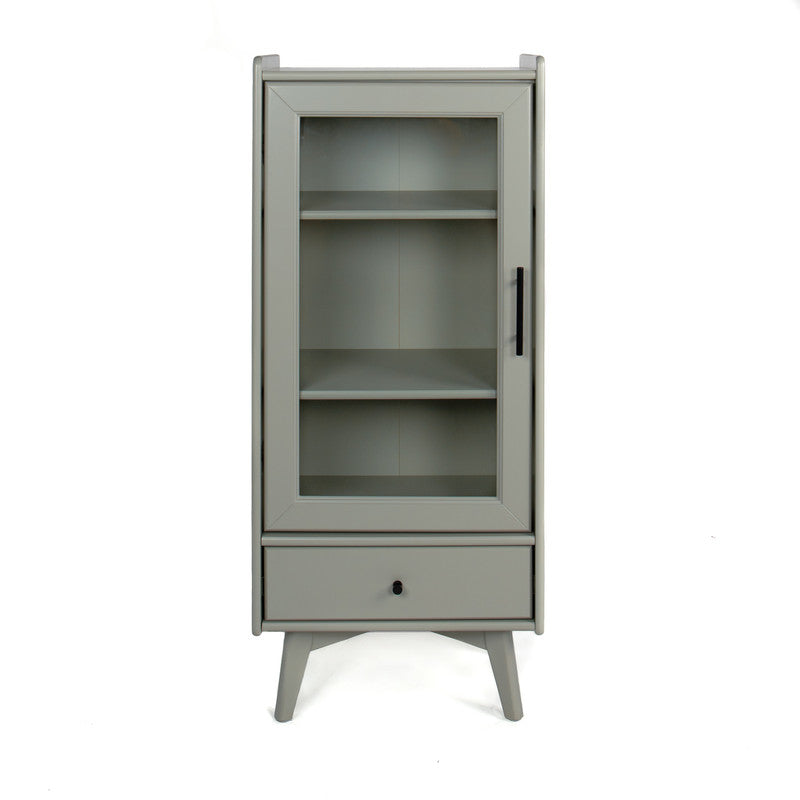 Modern Bathroom Storage Cabinet with Glass Door, Double Adjustable Shelves and One Drawer