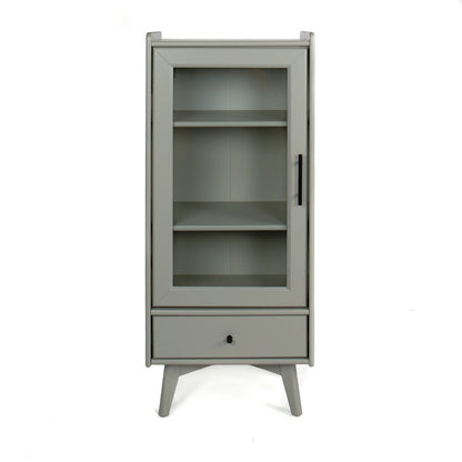 Modern Bathroom Storage Cabinet with Glass Door, Double Adjustable Shelves and One Drawer