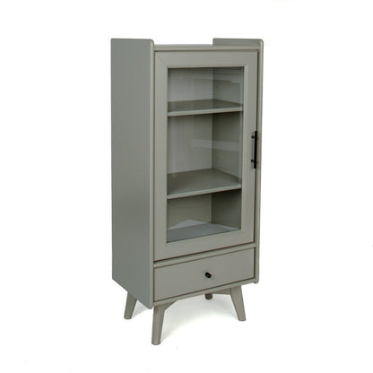 Modern Bathroom Storage Cabinet with Glass Door, Double Adjustable Shelves and One Drawer